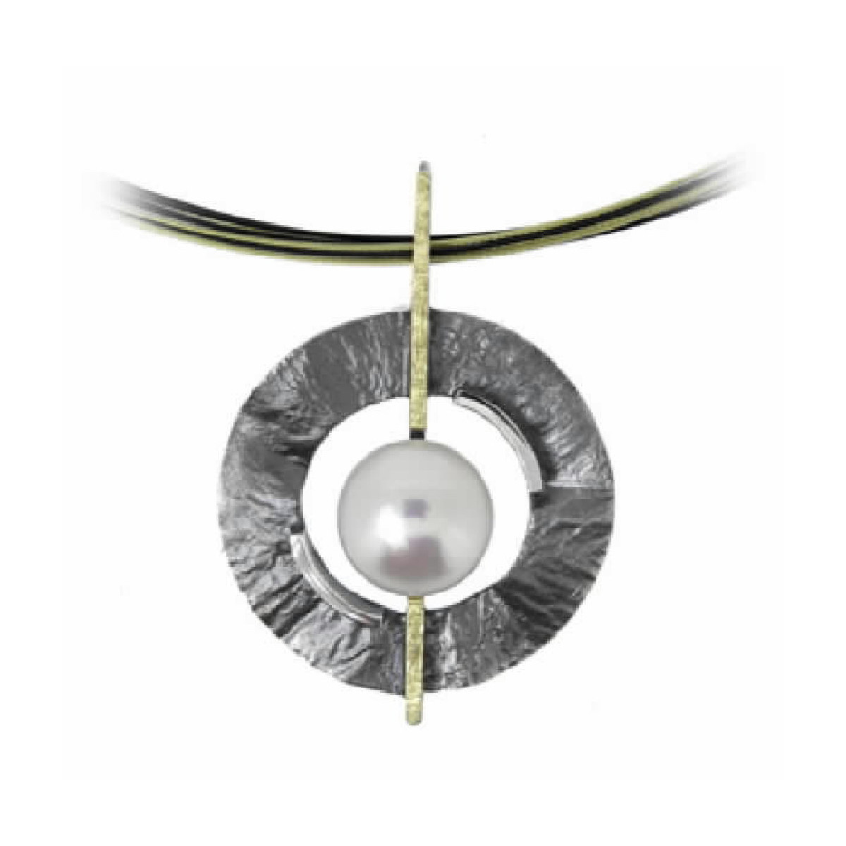 Colgante de plata, oro y perla cultivada