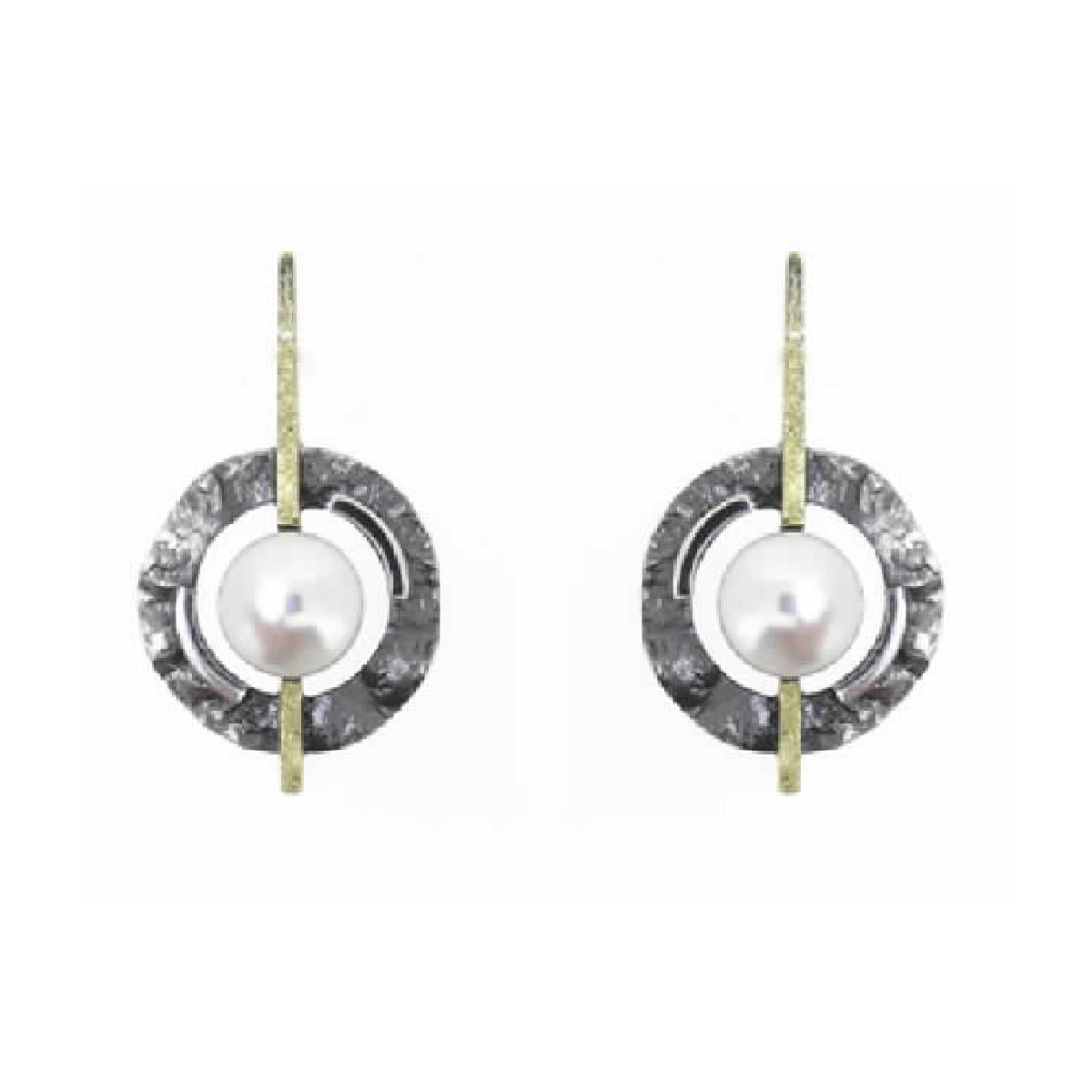 Pendientes de plata, oro y perla cultivada