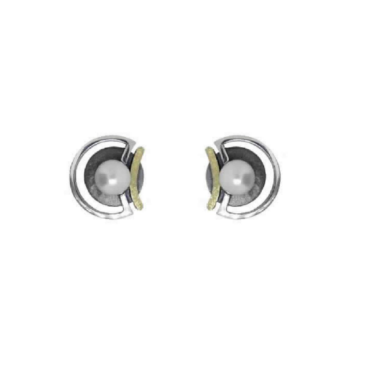 Pendientes de plata, oro y perla cultivada