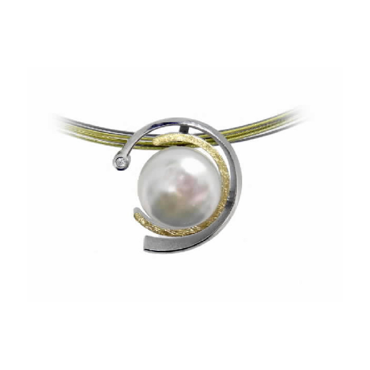 Colgante de plata, oro, perla barroca y DIAMANT  LAB