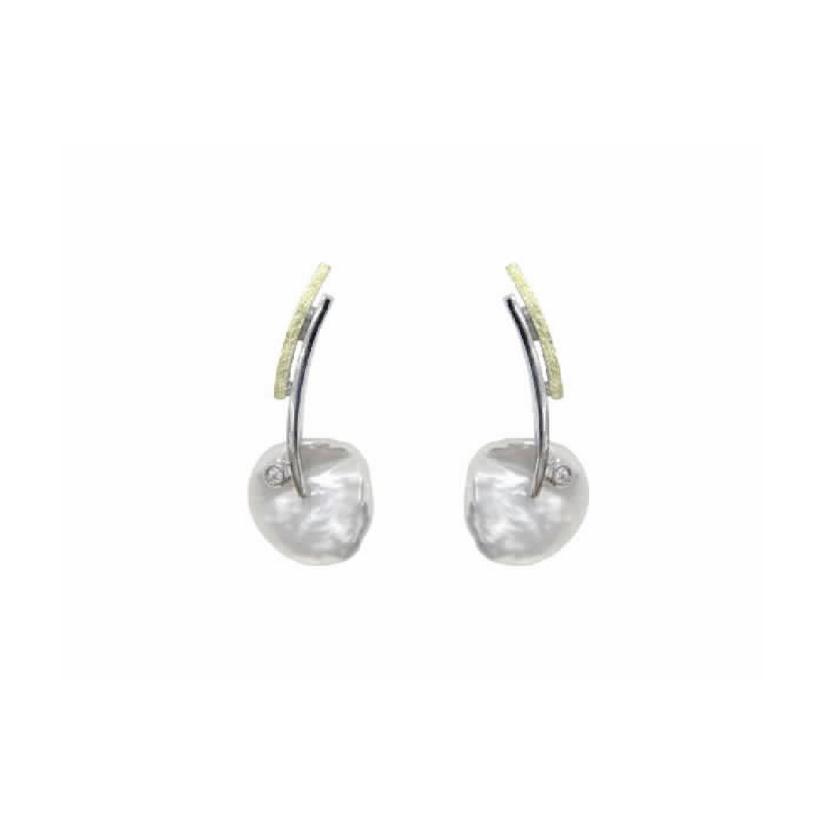 Pendientes de plata, oro, perla barroca y DIAMANT  LAB