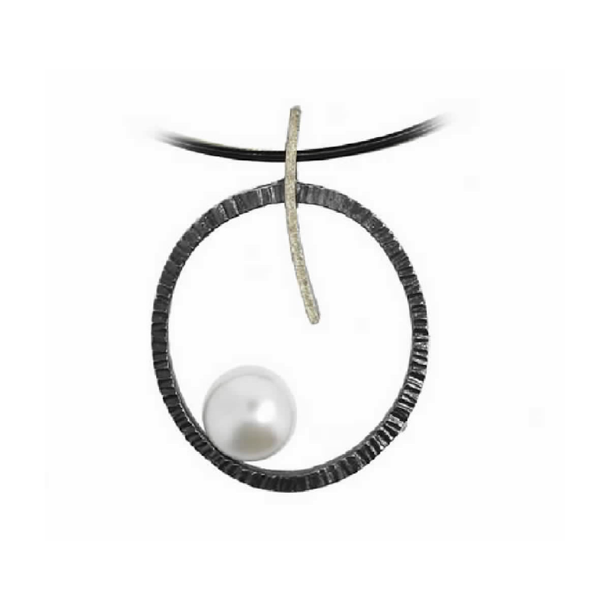 Colgante de plata, oro y perla cultivada