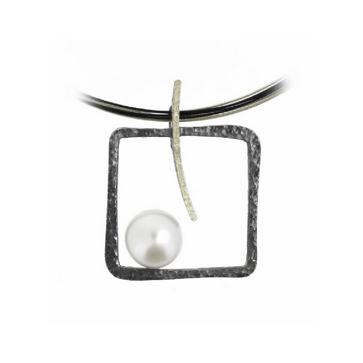 Colgante de plata, oro y perla