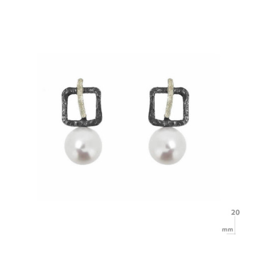 Pendientes de plata, oro y perla cultivada
