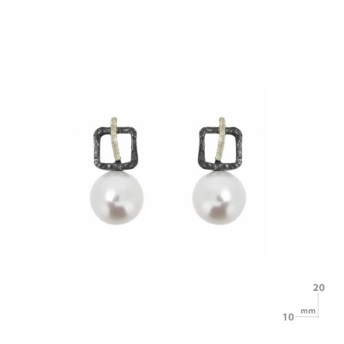 Pendientes de plata, oro y perla cultivada