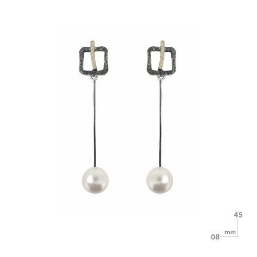 Pendientes de plata, oro y perla cultivada