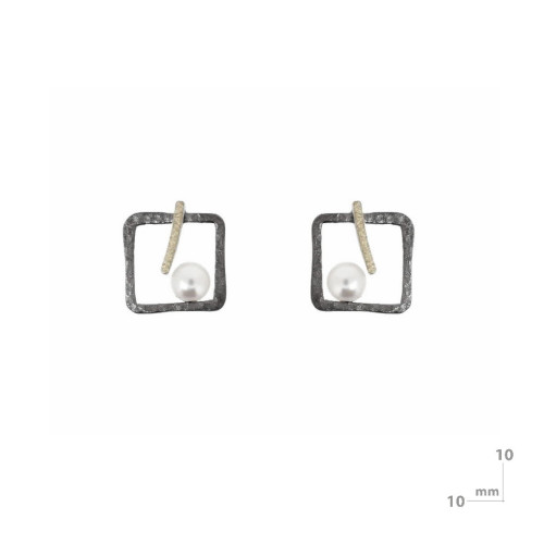 Pendientes de plata, oro y perla cultivada