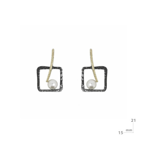 Pendientes de plata, oro y perla cultivada