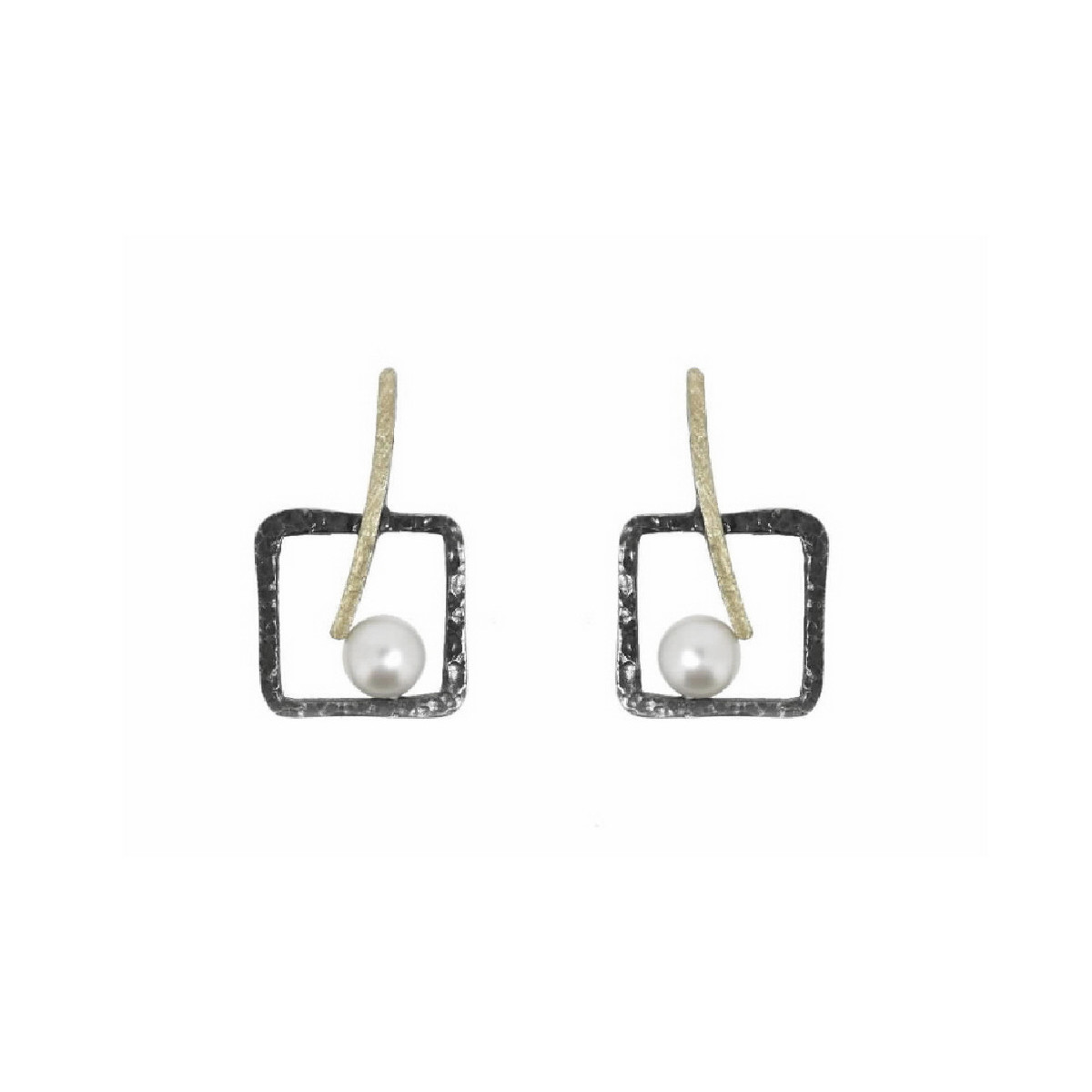 Pendientes de plata, oro y perla cultivada