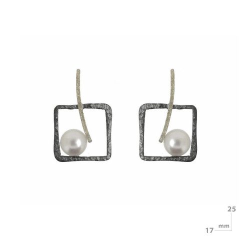 Pendientes de plata, oro y perla cultivada