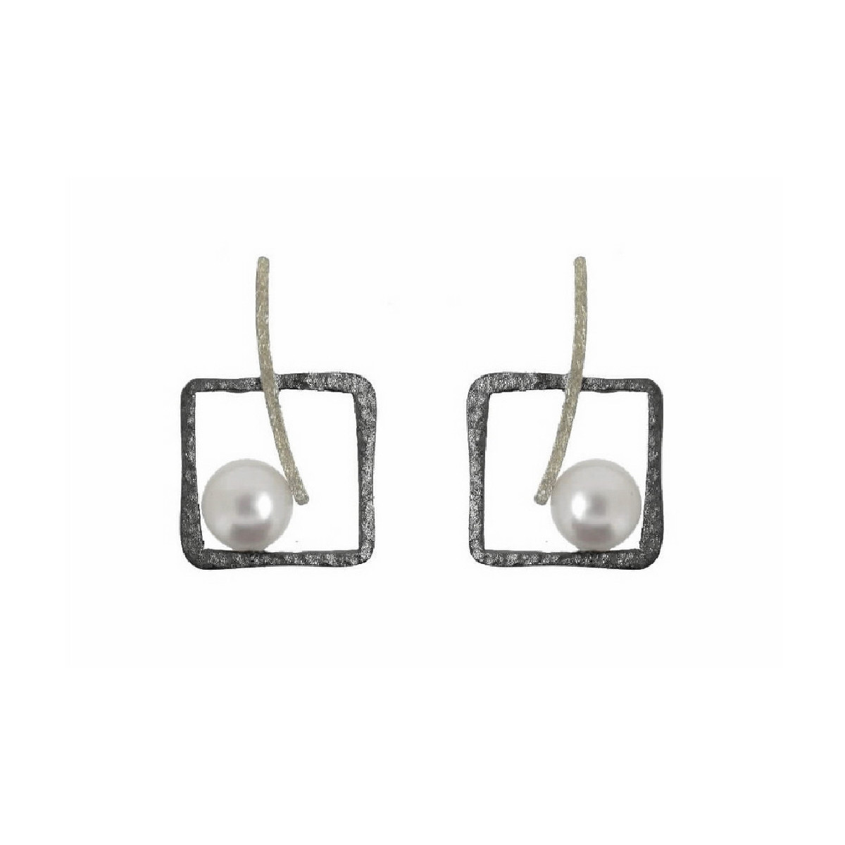 Pendientes de plata, oro y perla cultivada