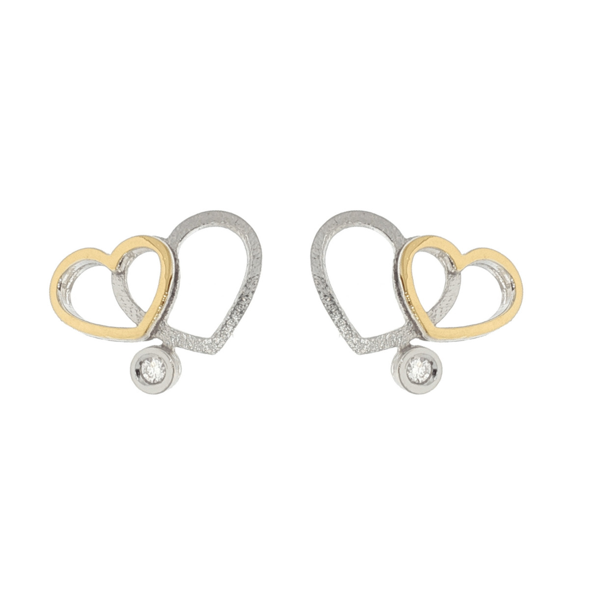 Pendientes de plata, oro y diamante lab