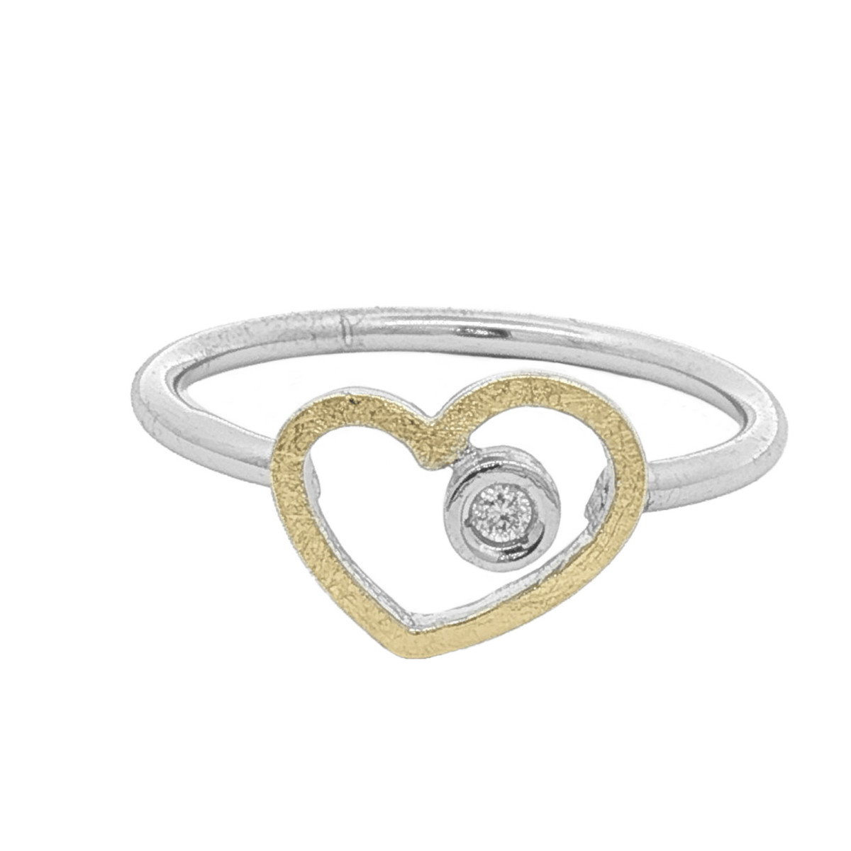 Silver, gold and diamond lab ring