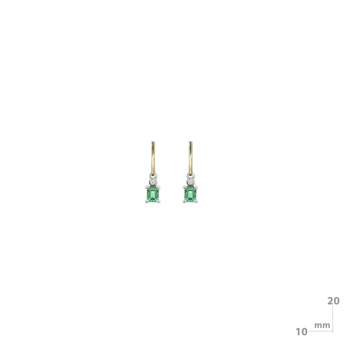 Arracades de plata, or, diamant lab i maragda lab