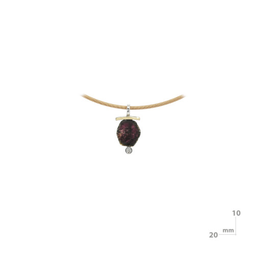 Colgante de plata, rubí, oro y diamante lab