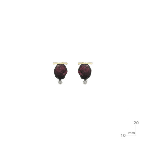 Pendientes de plata, oro, rubí y diamante lab