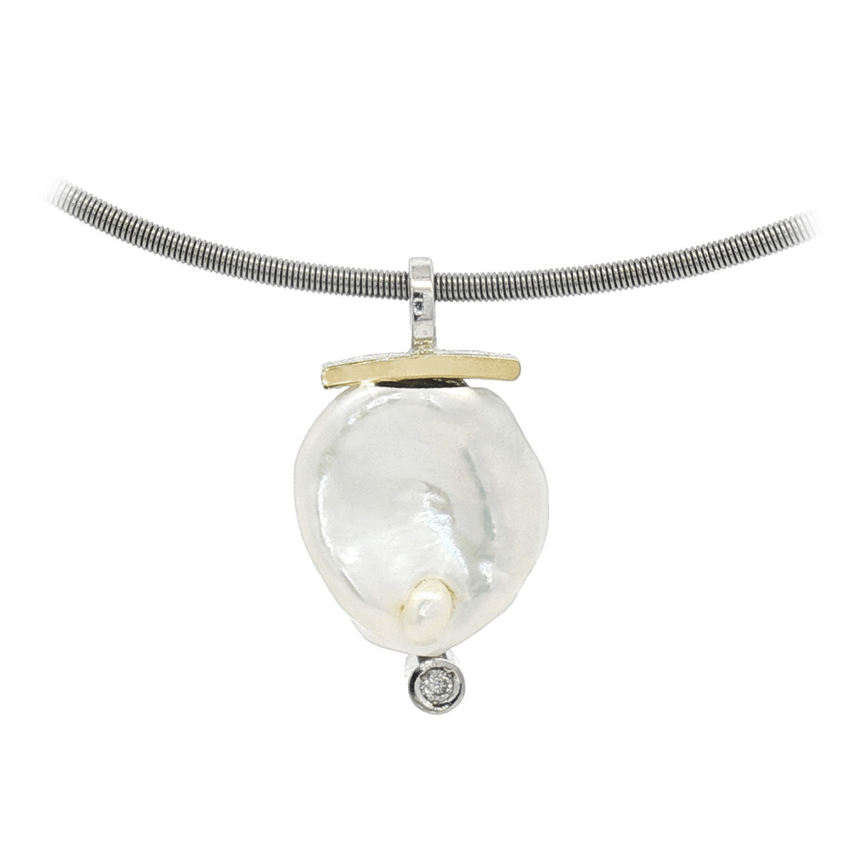 Penjoll de plata, or, perla i diamant lab