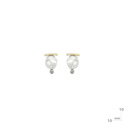 Pendientes de plata, oro, perla y diamante lab