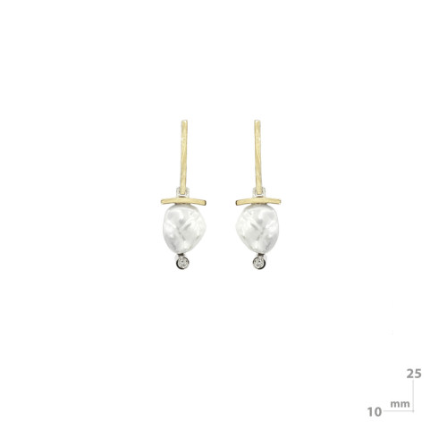 Pendientes de plata, oro, perla y diamante lab