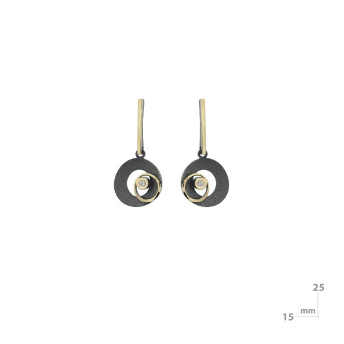Pendientes de plata, oro y diamante lab