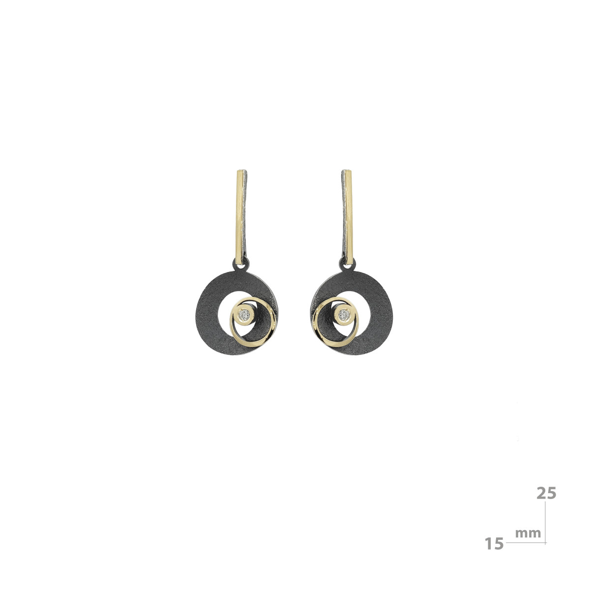 Pendientes de plata, oro y diamante lab