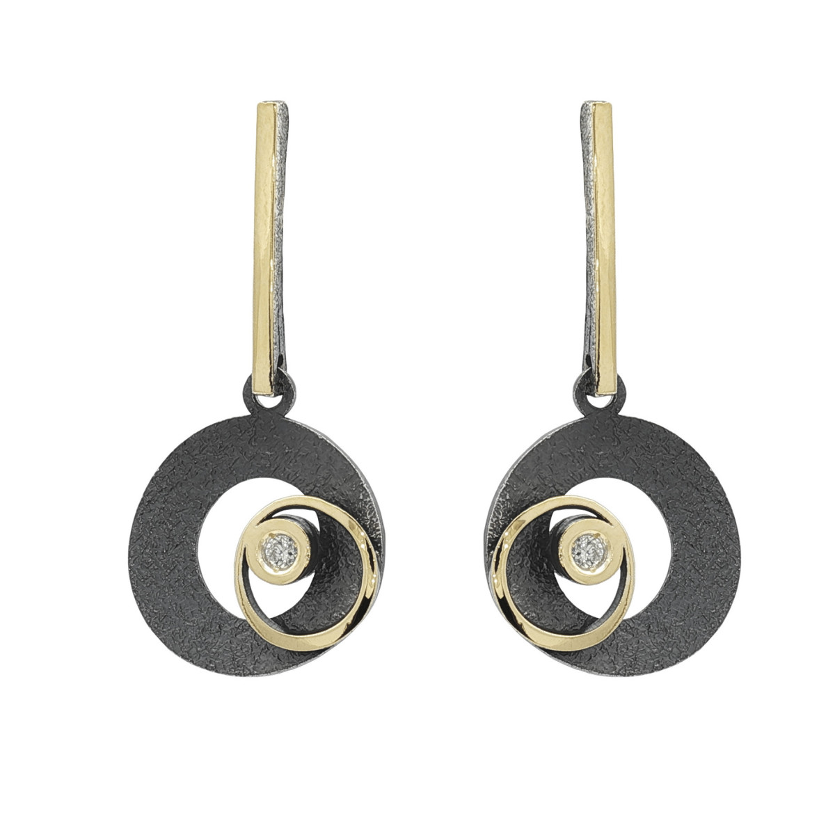 Pendientes de plata, oro y diamante lab