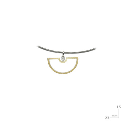 Silver, gold and diamond lab pendant