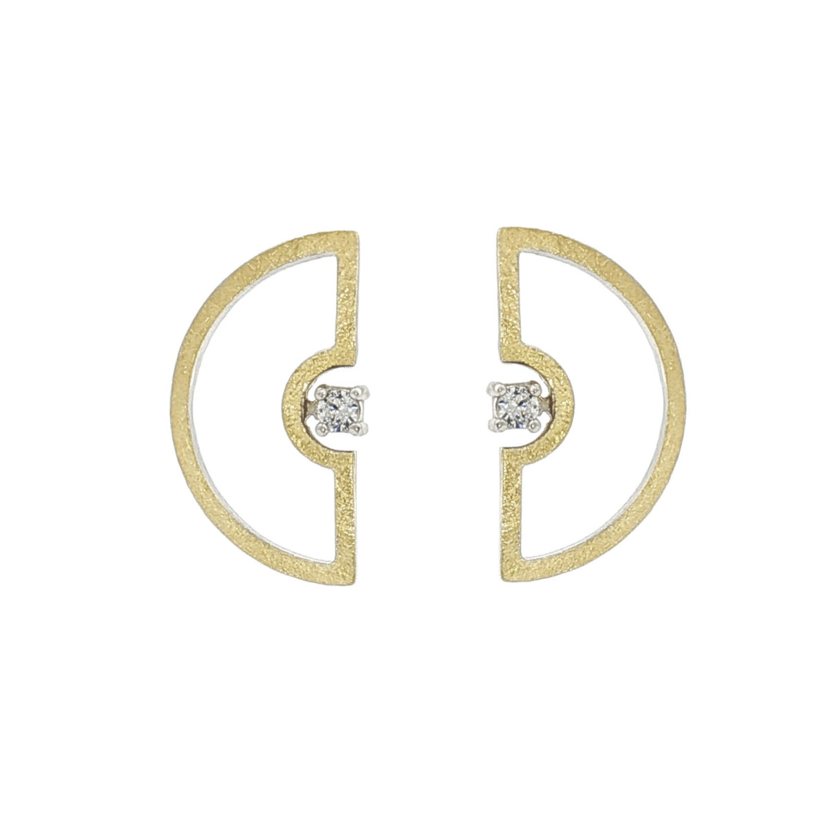 Pendientes de plata, oro y diamante lab