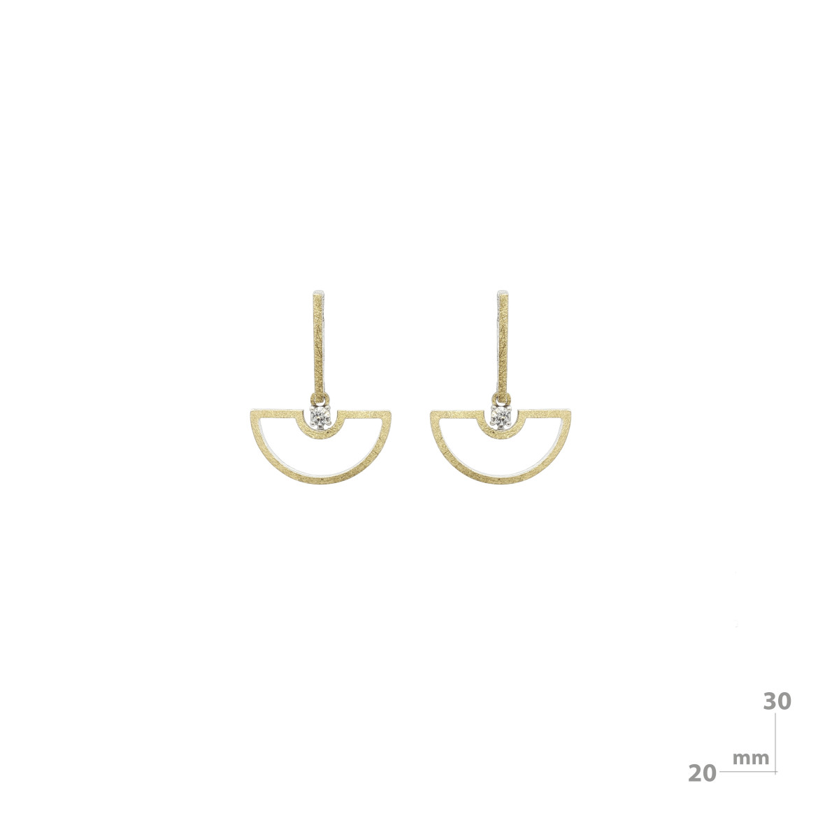 Pendientes de plata, oro y diamante lab