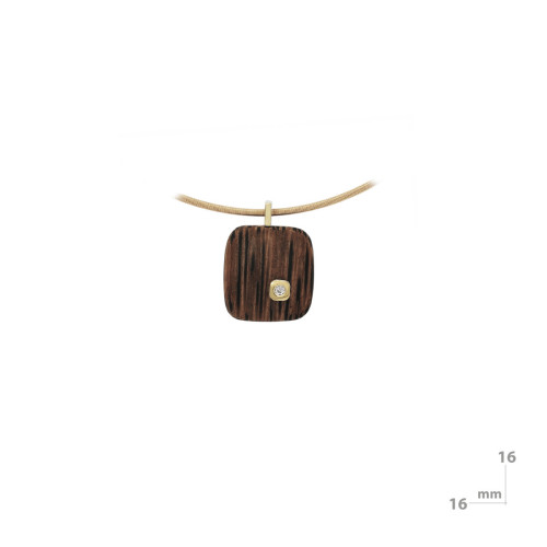 Wood, silver, gold and diamond lab pendant