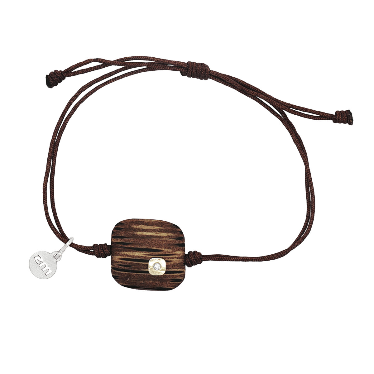 Polsera de fusta, plata, or i diamant lab