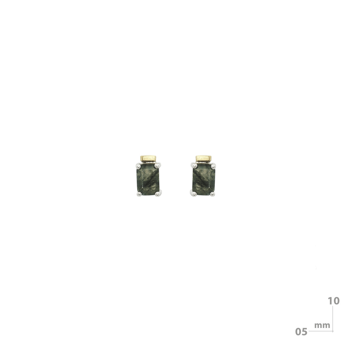 Pendientes de plata, oro y ágata