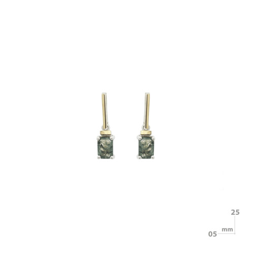 Pendientes de plata, oro y ágata