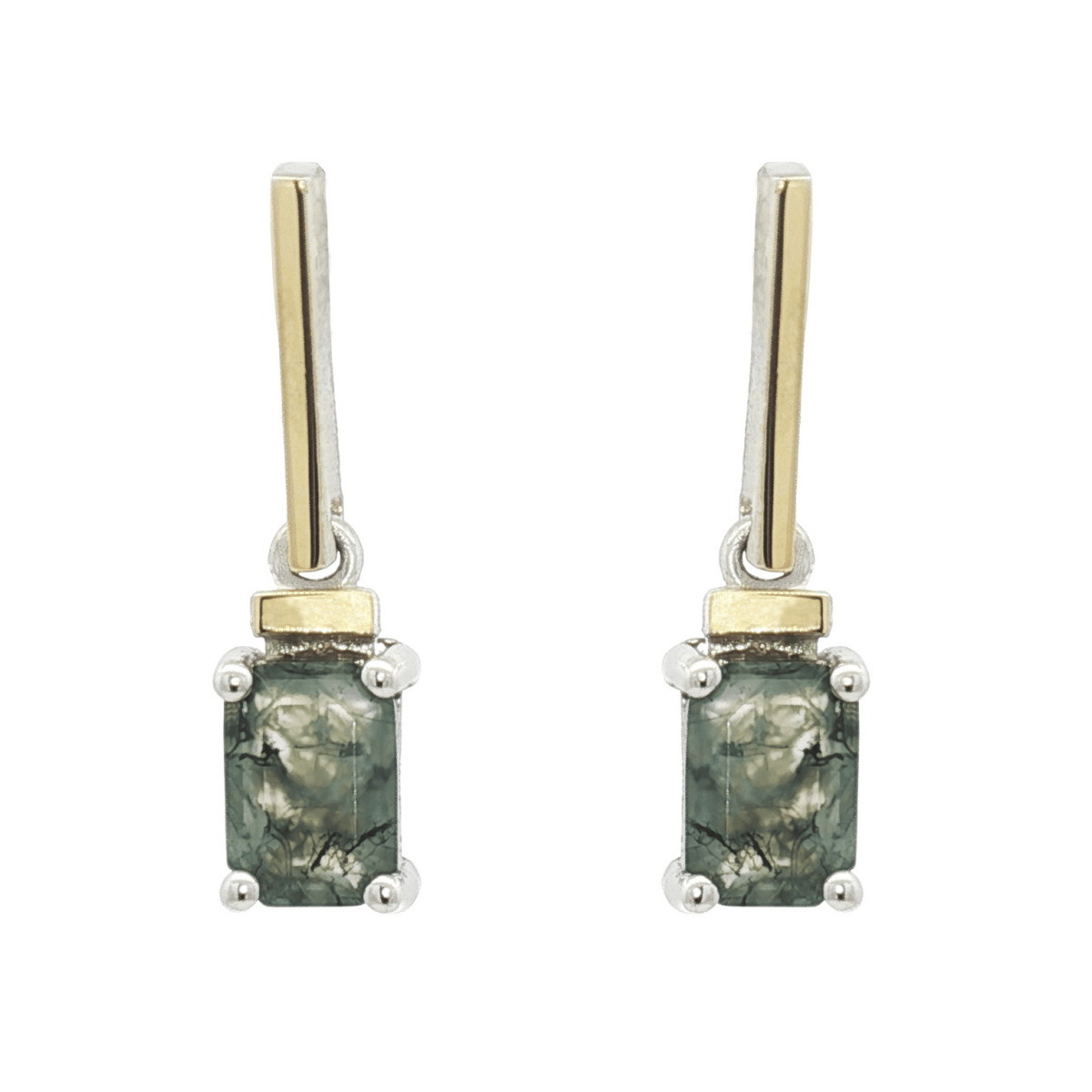 Pendientes de plata, oro y ágata