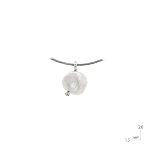 Colgante de plata, perla y diamante lab