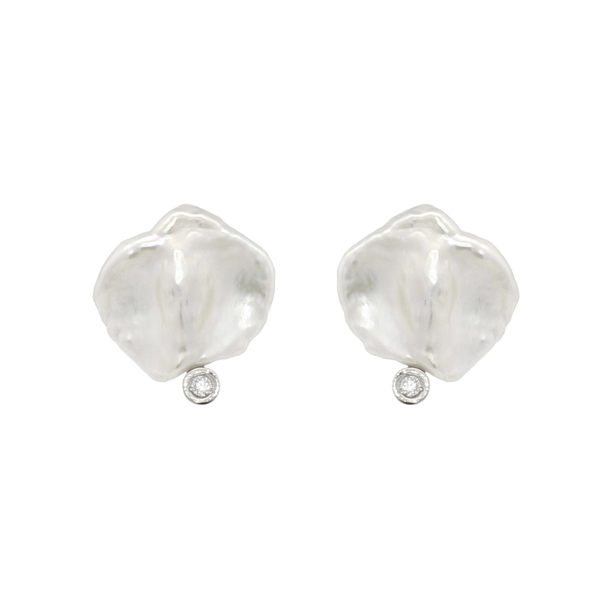 Pendientes de plata, perla y diamante lab