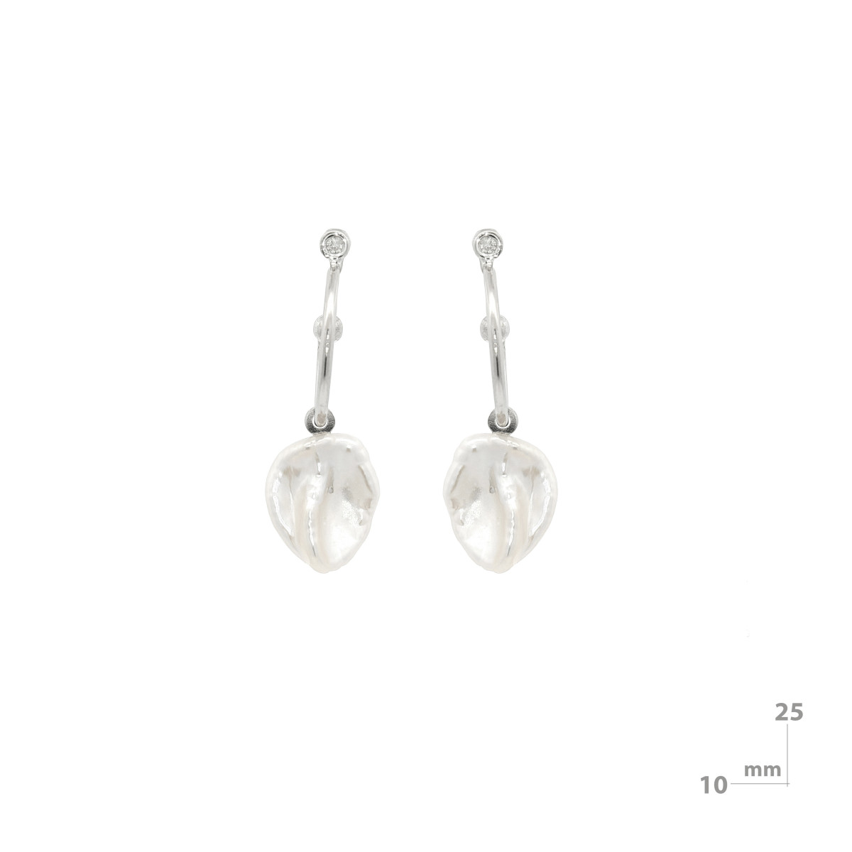 Criollas de plata, perla y diamante lab