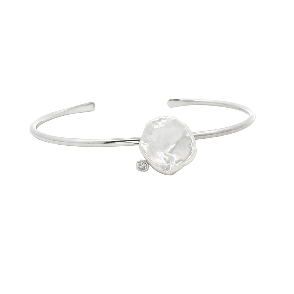 Polsera de plata, perla i diamant lab