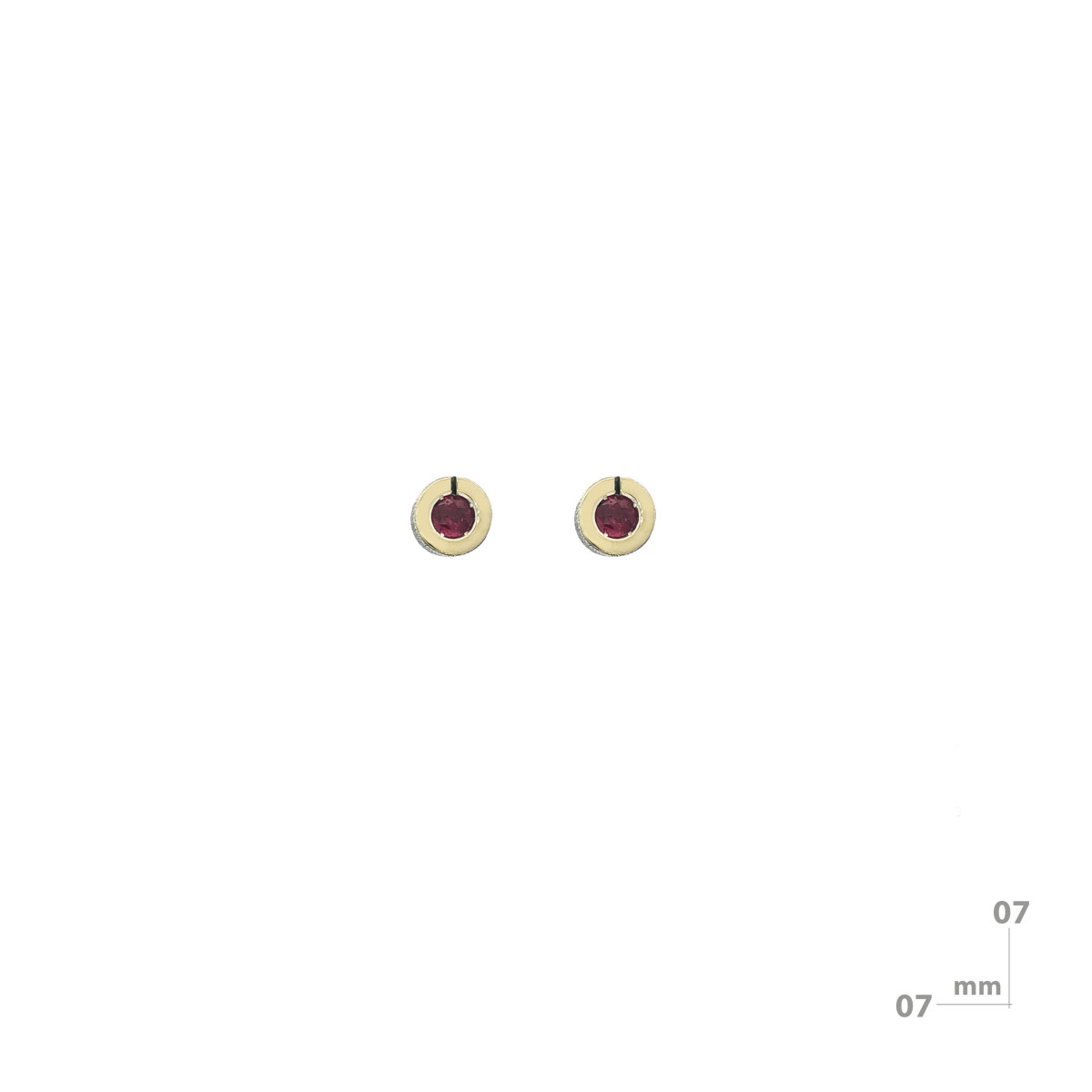 Pendientes de plata, oro y rubí