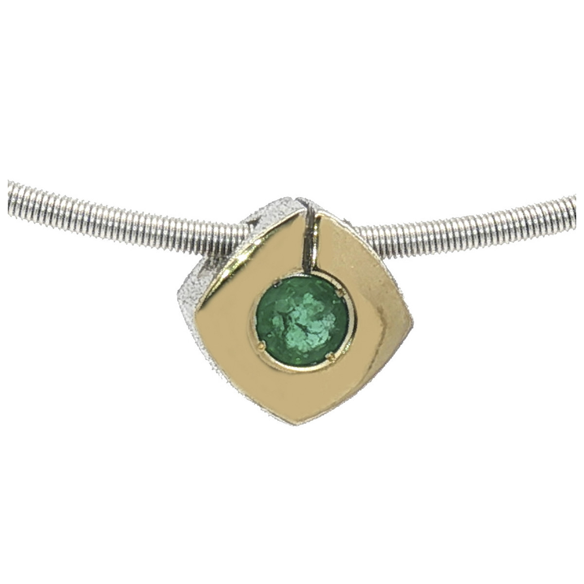 Colgante de plata, oro y esmeralda