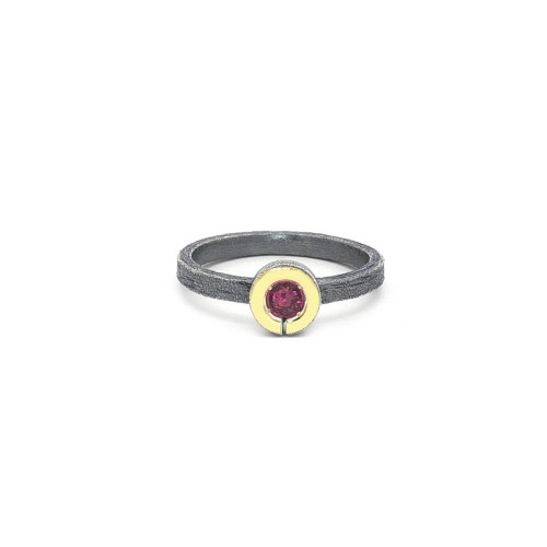 Silver, gold and ruby ​​ring