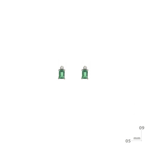 Pendientes de plata, oro, diamante lab y esmeralda