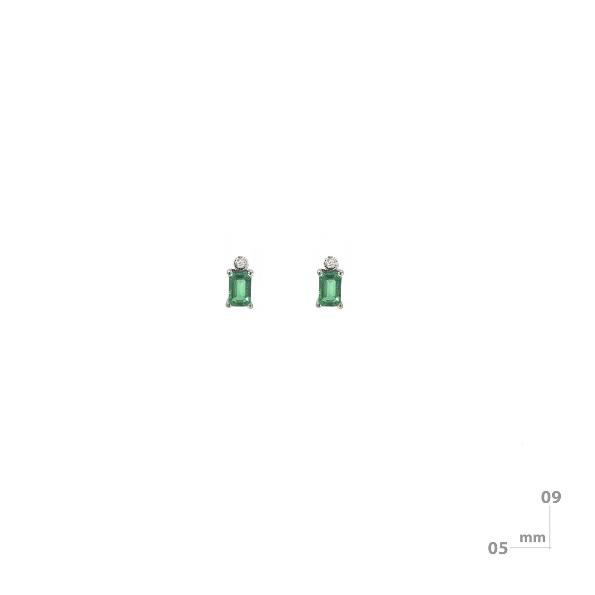 Pendientes de plata, oro, diamante lab y esmeralda