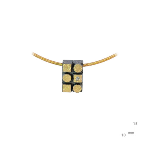 Silver, gold and diamond lab pendant