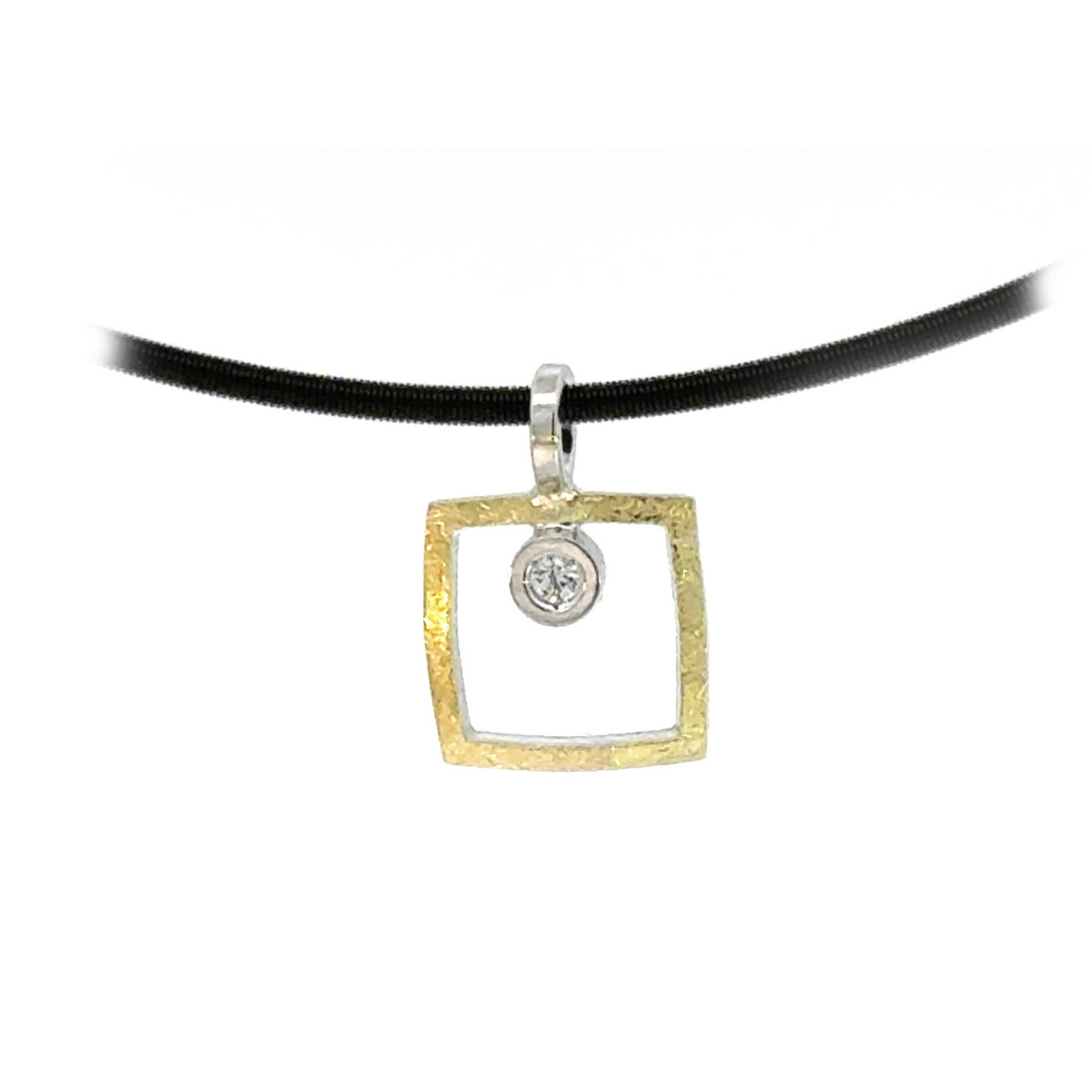 Colgante de plata, oro y DIAMANT  LAB