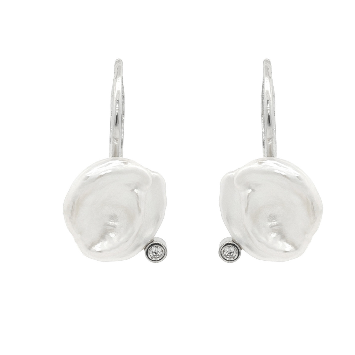 Pendientes de plata, perla y diamante lab