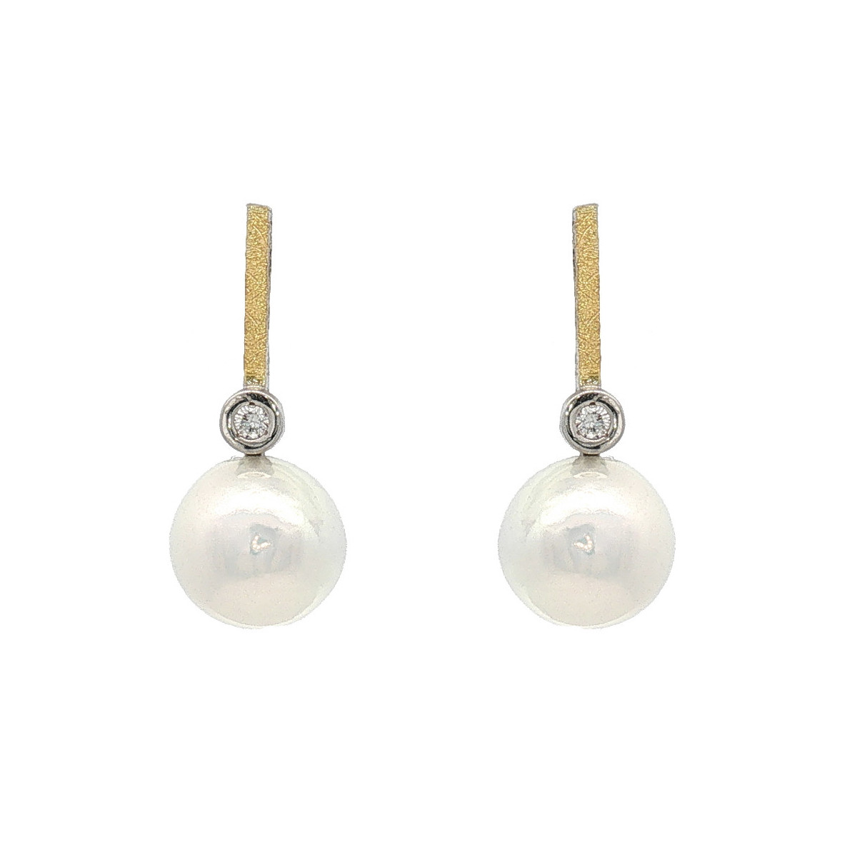 Arracades de plata, or, perla i brillant lab