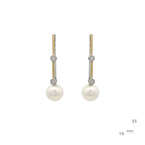 Arracades de plata, or, perla i diamant lab