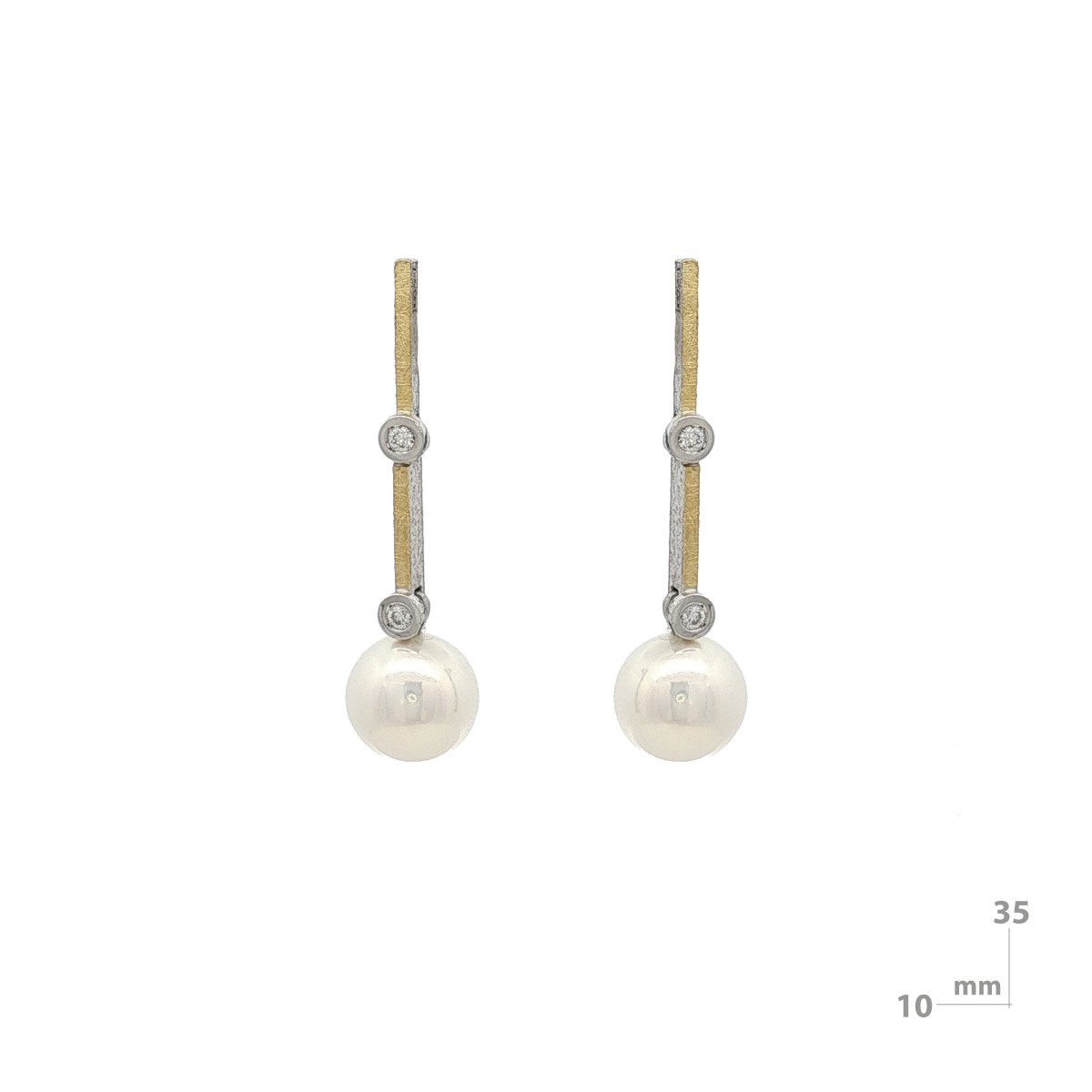 Arracades de plata, or, perla i diamant lab