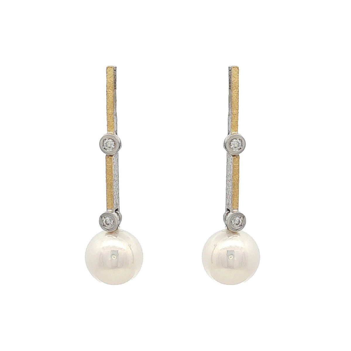 Arracades de plata, or, perla i diamant lab
